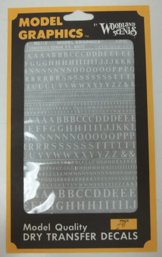 Woodland Scenics MG719 Condensed Roman R.R. White Dry Transfer Decals