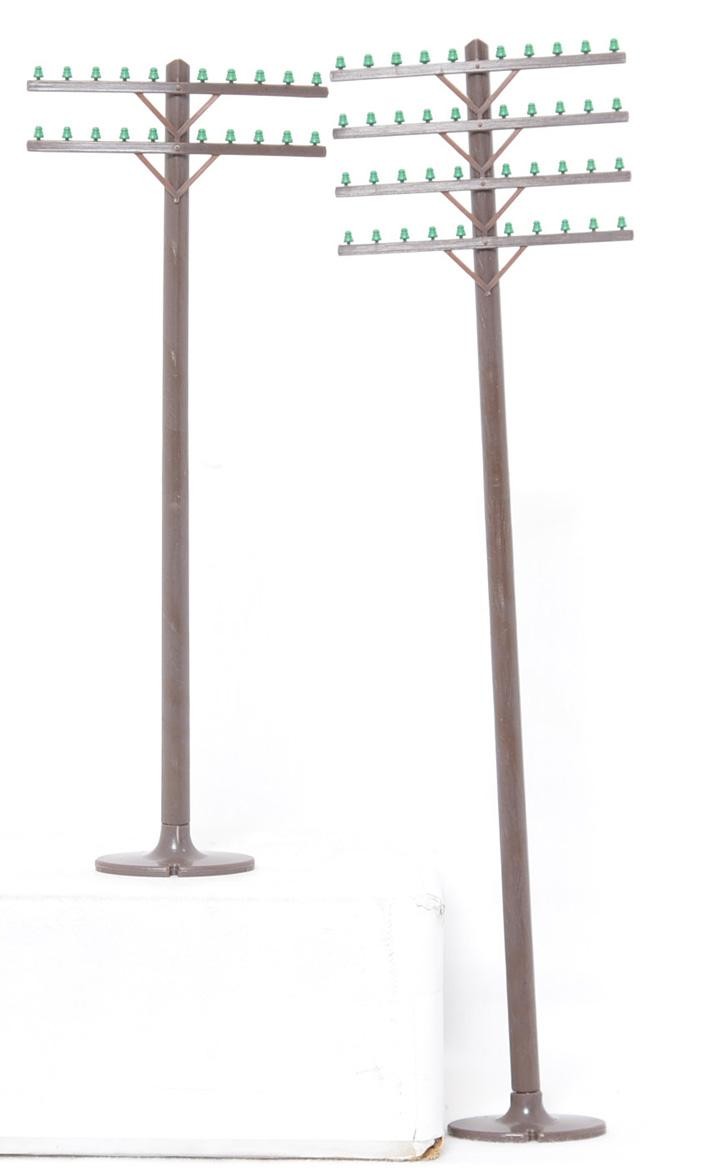 Weaver P744 O Scale Telephone Poles- Painted & Assembled (Set of 6)