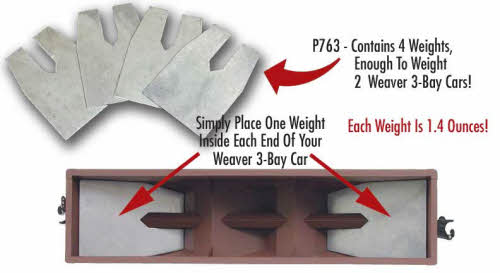 Weaver P763 3-Bay Coal Car Weights