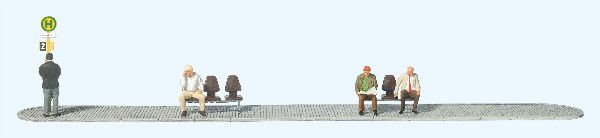 Preiser 10706 HO People Waiting at Bus Stop Figures (Set of 4)