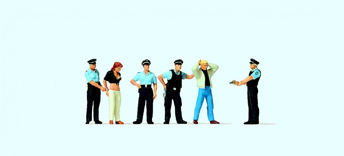 Preiser 10589 HO Emergency Personnel Under Arrest Figures (Set of 6)