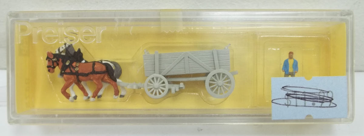 Preiser 79475 N Driver & Horses Figures with Box Wagon (Set of 3)