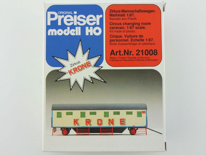Preiser 21008 HO Circus Krone Changing Room Caravan Plastic Model Kit