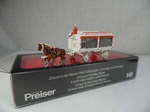 Preiser 22157 HO 2-Cage Wagon with Horses