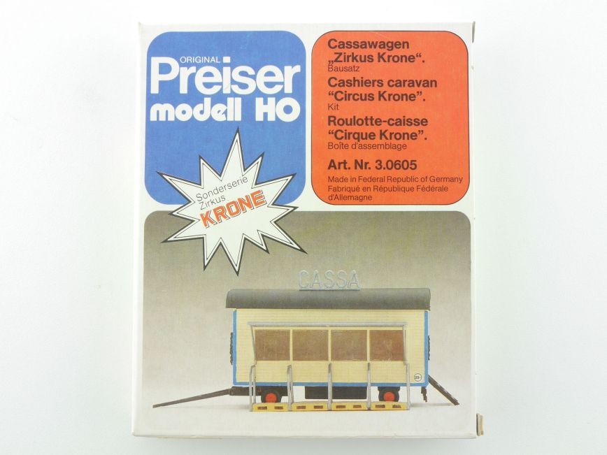 Preiser 3.0605 HO Scale Circus Crone Cashiers Caravan Plastic Model Kit