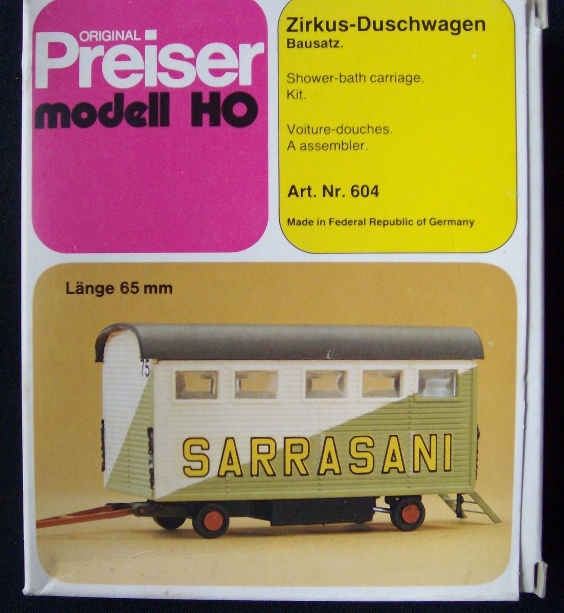 Preiser 604 HO Circus Shower Caravan Plastic Model Kit
