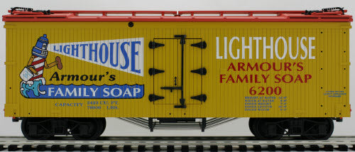 USA Trains R16068 G Lighthouse Soap American Woodsided Refrigerator Car #6200