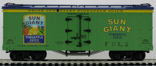 USA Trains R16306 G Sun Giant Wood Refrigerator Car with Trussrod Underframe