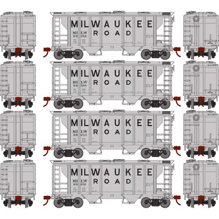 Roundhouse RND2388 HO Milwaukee Road PS-2 2003 2-Bay Covered Hopper (Pack of 4)