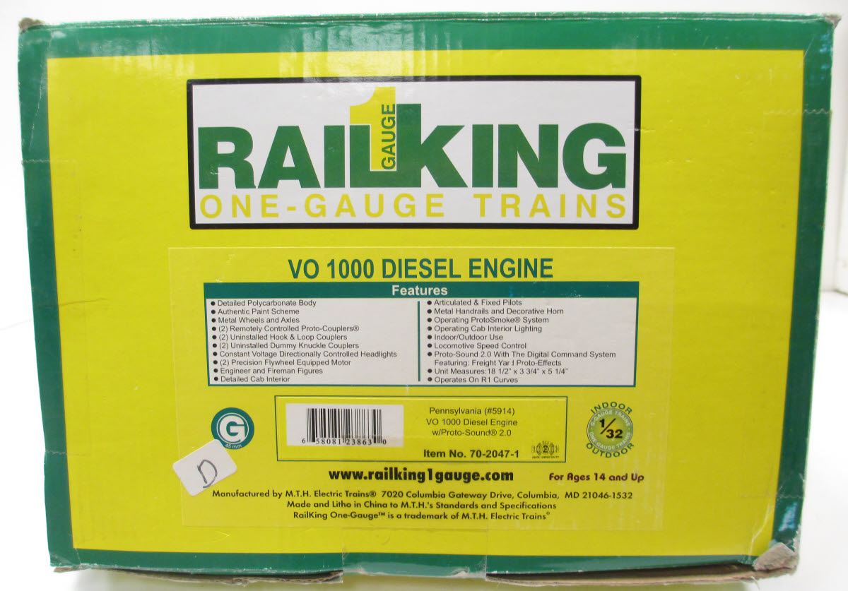 MTH 70-2047-1 Pennsylvania G Scale VO1000 Diesel Engine w/PS2.0