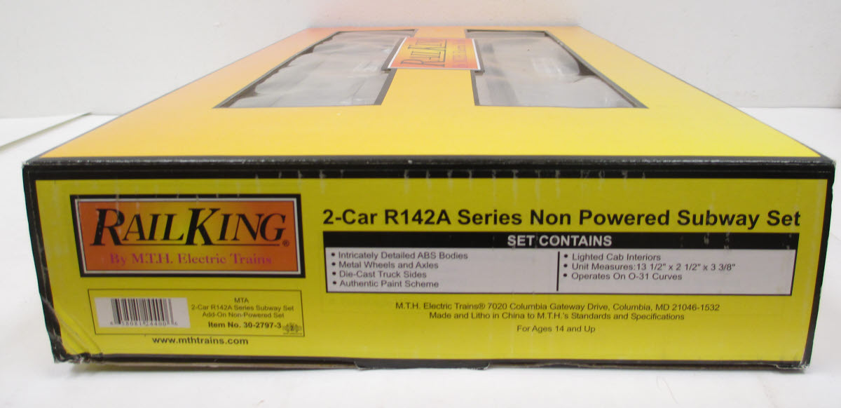 MTH 30-2797-3 O MTA R142A Series Subway Set Add-On Non-Powered Set (Se ...