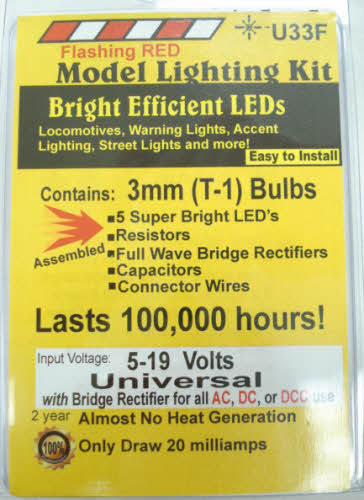 Evan Designs U33F 3mm 19V Red Flashing LED (Pack of 5)