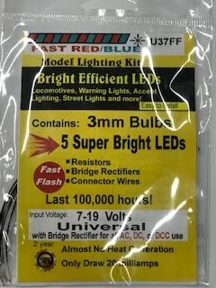 Evans Designs U37FF LED 3mm 19V Flash Red/Blu
