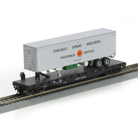 Athearn 72466 HO Scale CGW 50' Flat With 40' Trailer # 3825