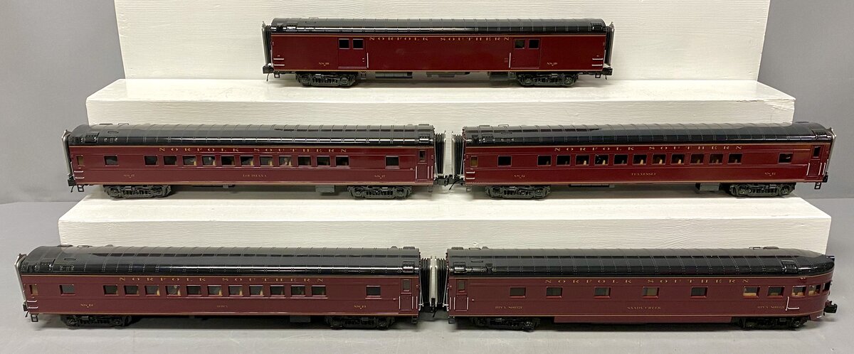 MTH 20-65265 O Norfolk Southern 70' ABS Smooth Passenger Car Set (Set of 5)