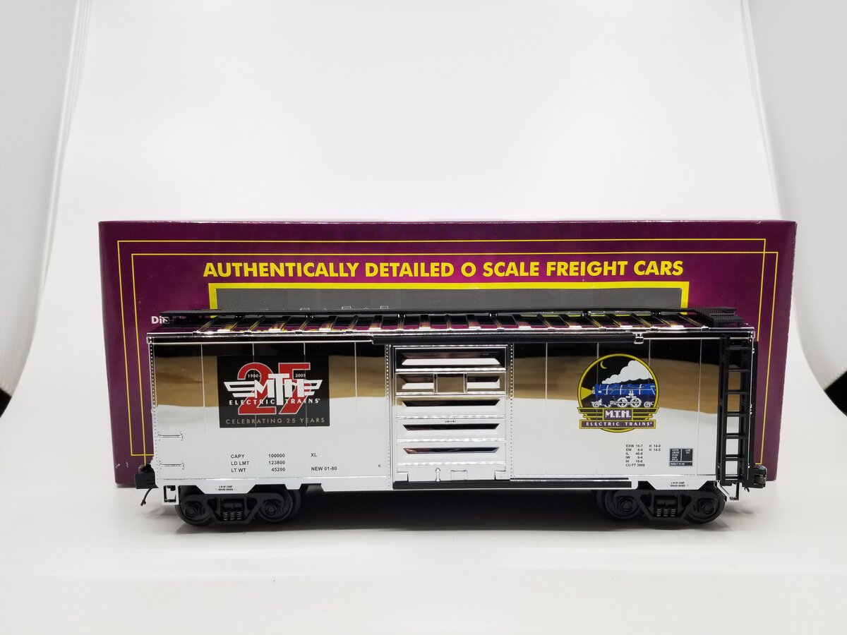 MTH 20-93248 O Gauge MTH 25th Anniversary Chrome Plated 40' Boxcar