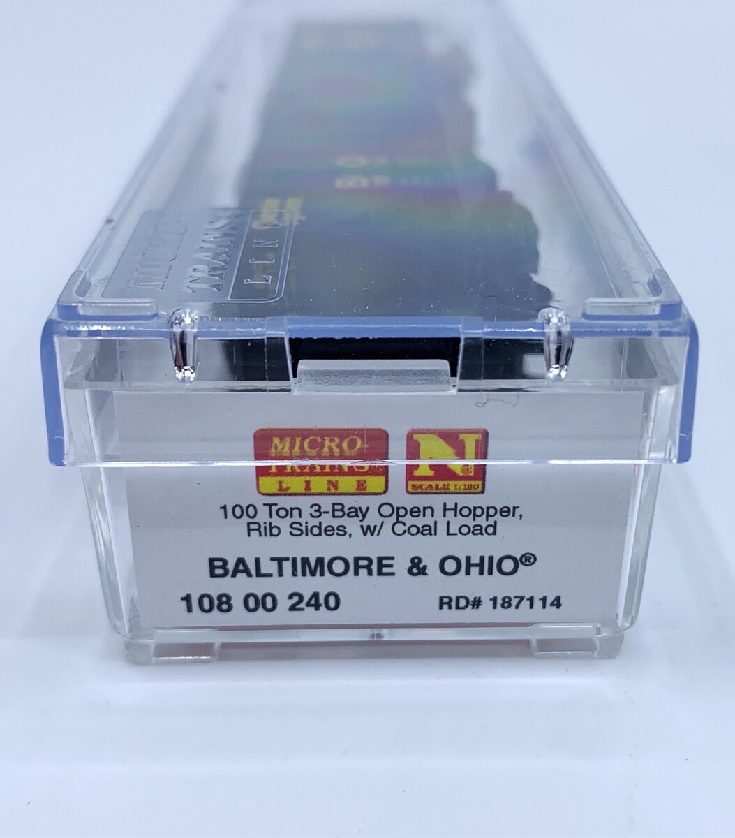 Micro-Trains 10800240 N B&O 100-Ton 3-Bay Rib Side Open Hopper w/Load #187114