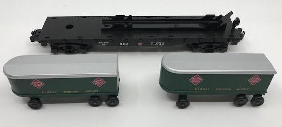American Flyer 6-48539 S Gauge REA Flatcar w/ Piggyback Trailers