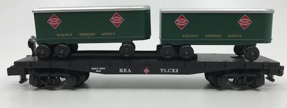 American Flyer 6-48539 S Gauge REA Flatcar w/ Piggyback Trailers