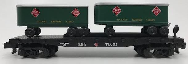 American Flyer 6-48539 S Gauge REA Flatcar w/ Piggyback Trailers