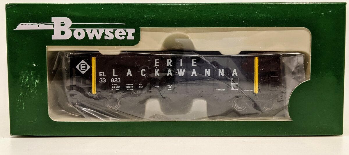 Bowser 41257 HO Erie Lackawanna 70 Ton 12 Panel 3-Bay Hopper #33823