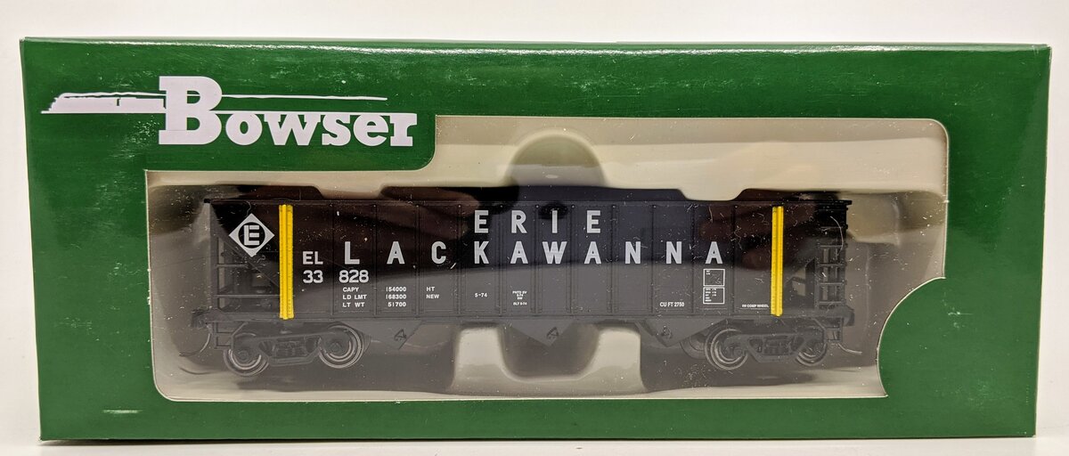 Bowser 41258 HO Erie Lakawanna 70 Ton 12 Panel 3-Bay Hopper #33828