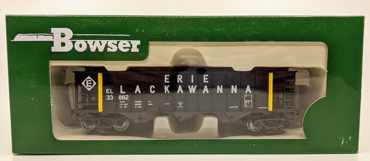 Bowser 41262 HO Erie Lackawanna 70 Ton 12 Panel 3-Bay Hopper #33882