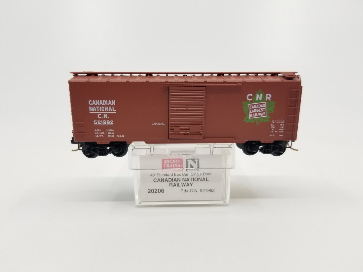 Micro-Trains 02000206 N Canadian National 40' Single Door Boxcar #521992