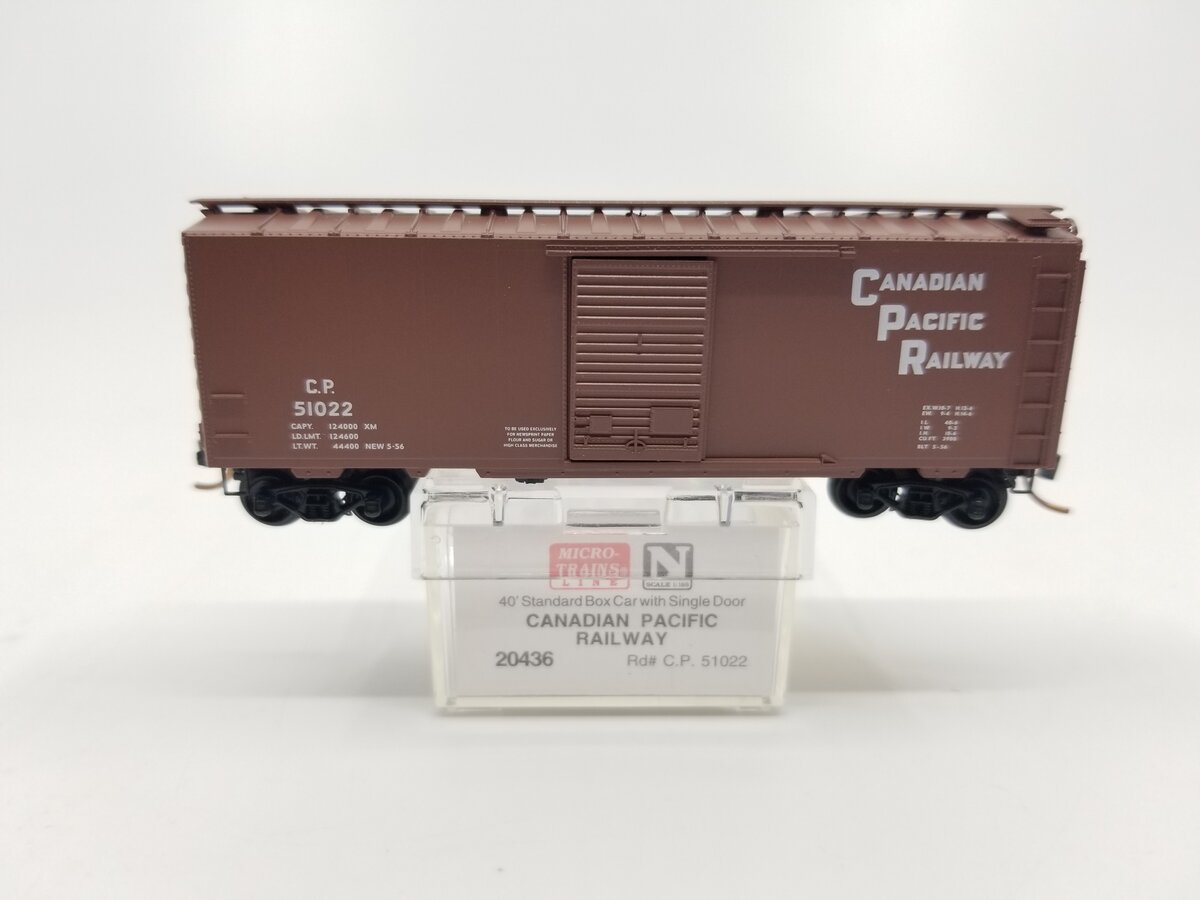 Micro-Trains 02000436 N Canadian Pacific 40' Standard Single Door Boxcar #51022