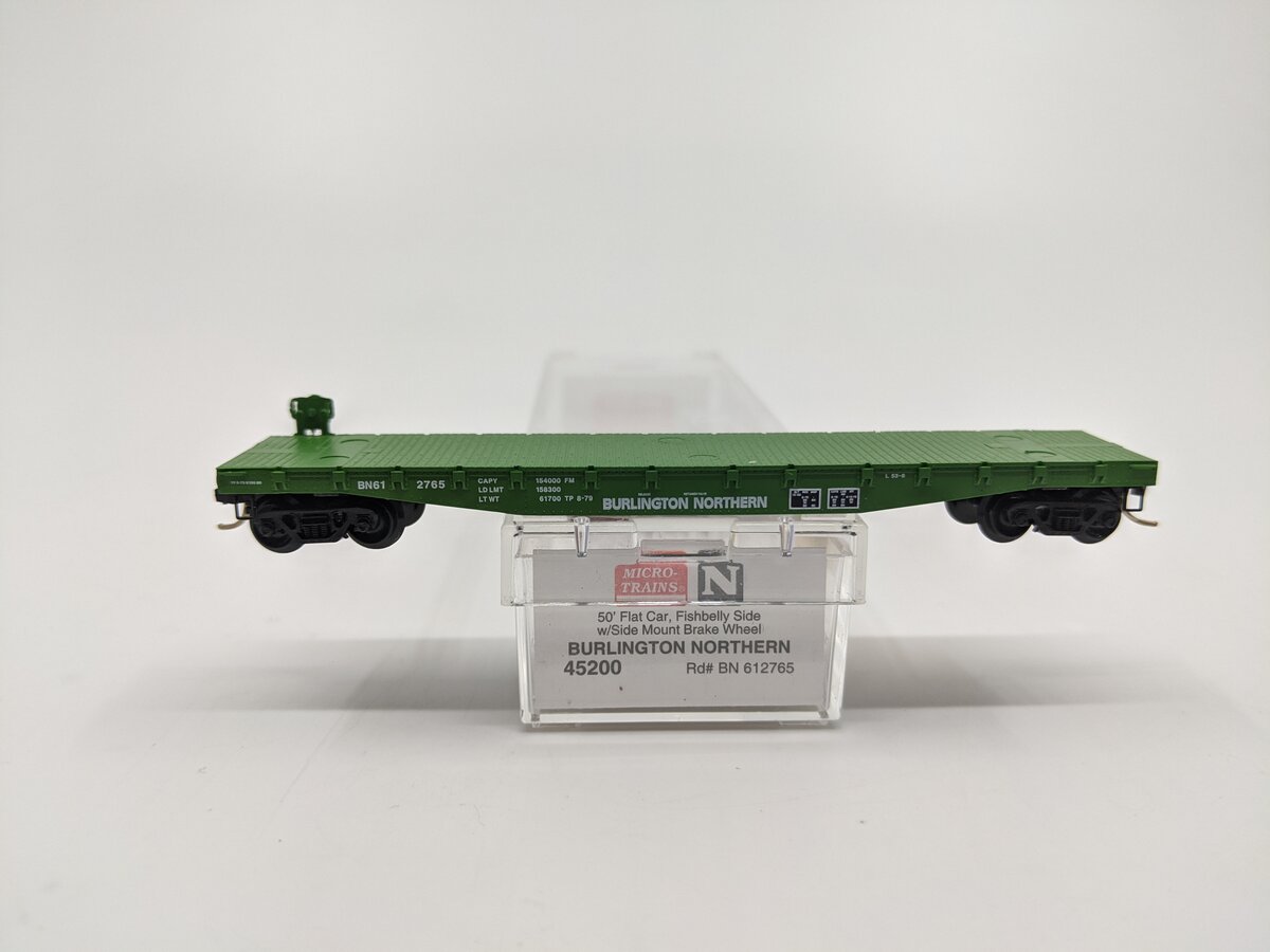 Micro-Trains 04500200 N Burlington Northern 50' Fisbelly Side Flatcar #612743