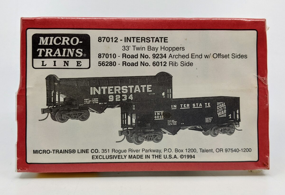 Micro-Trains 08700012 N Scale Interstate 33' 2-Bay Offside Hopper (Set of 2)