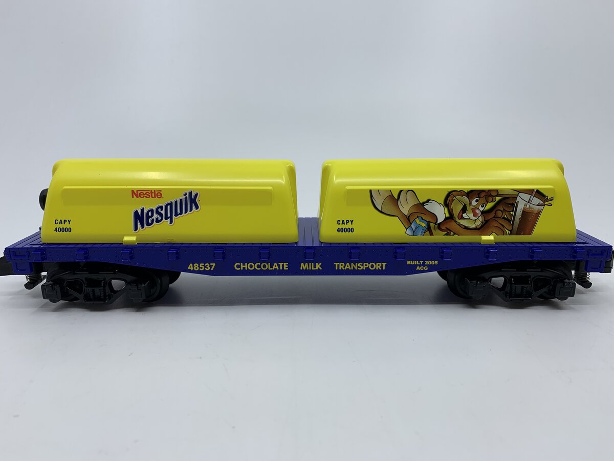American Flyer 6-48537 S Gauge Nestle Nesquik Flatcar W/Milk Containers