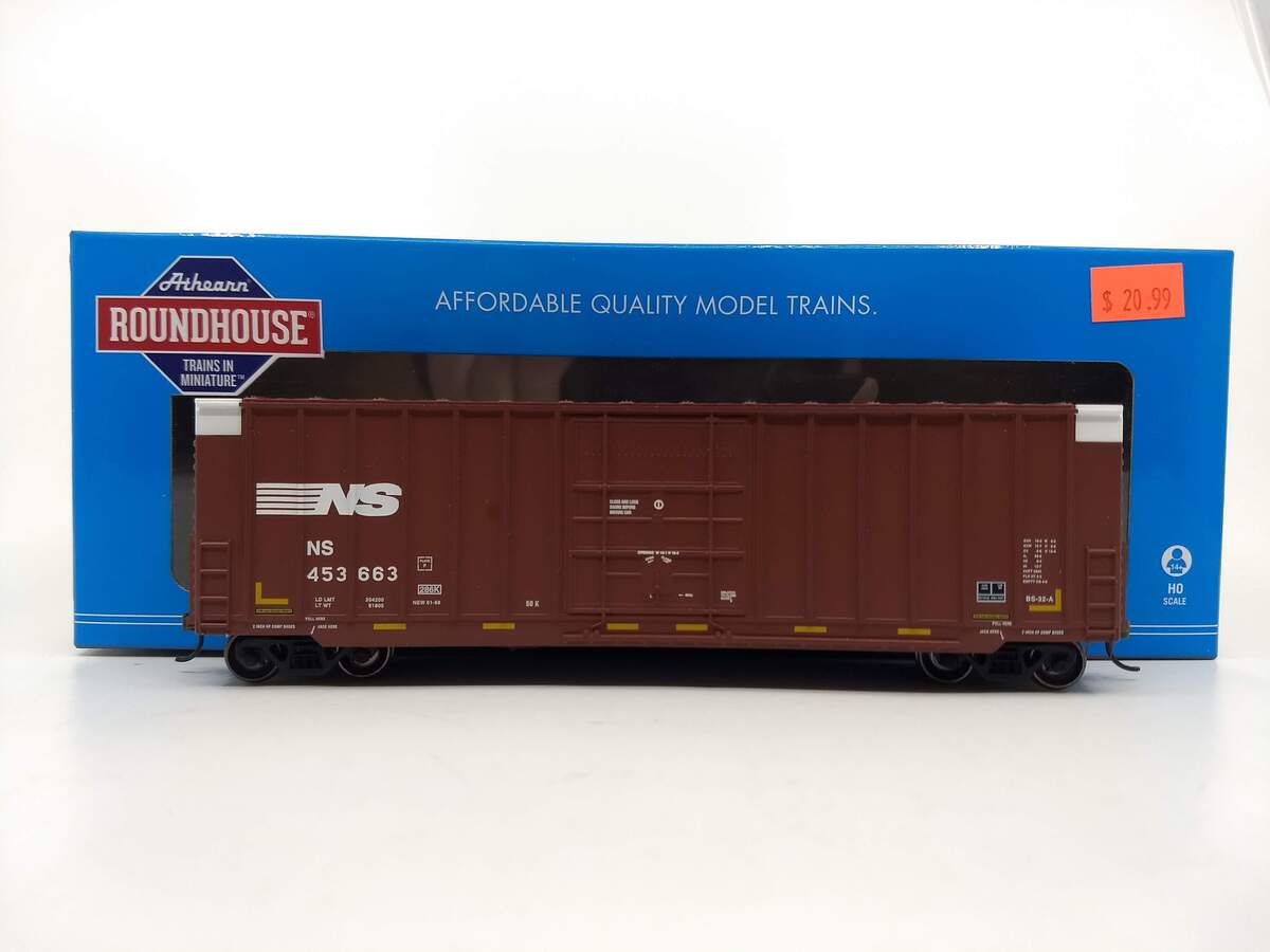Roundhouse 14932 HO Norfolk Southern 50' Ext Post High Cube Plug Dr Box #453663