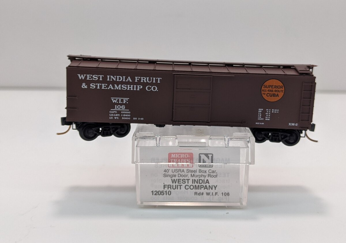 Micro-Trains 12000510 N West India Fruit 40' Murphy Roof Single Door Boxcar #106
