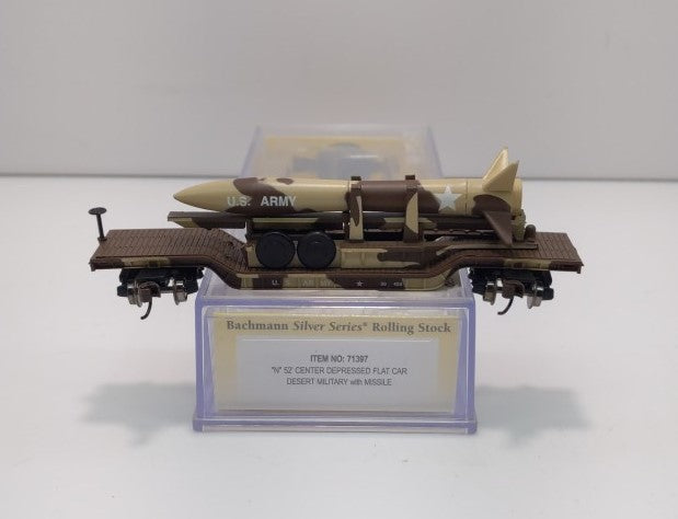 Bachmann 71397 N 52' Desert Military Center-Depressed Flat Car with Missile