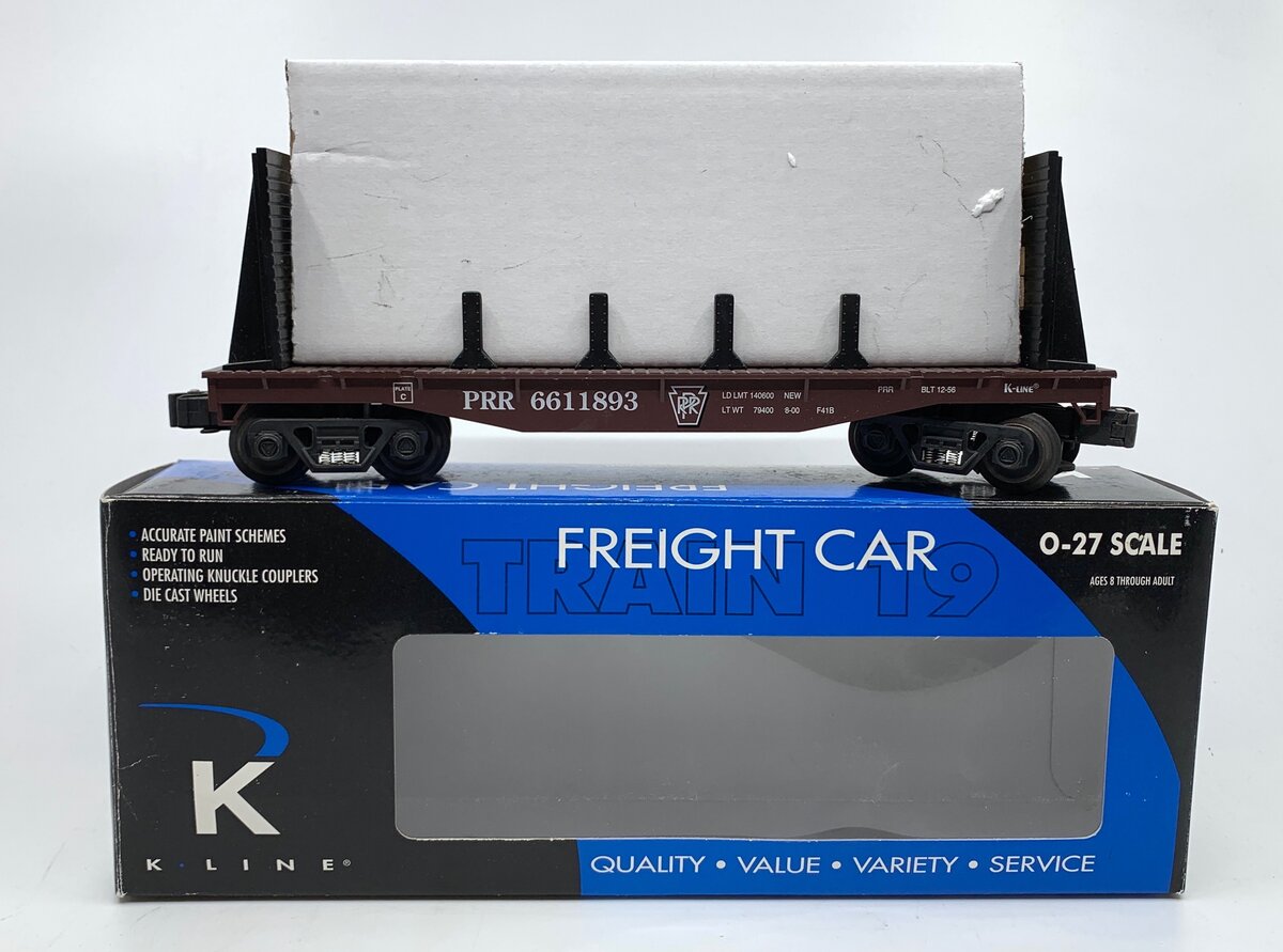 K-Line K661-1893 Pennsylvania Flatcar w/ Bulkheads & Stakes