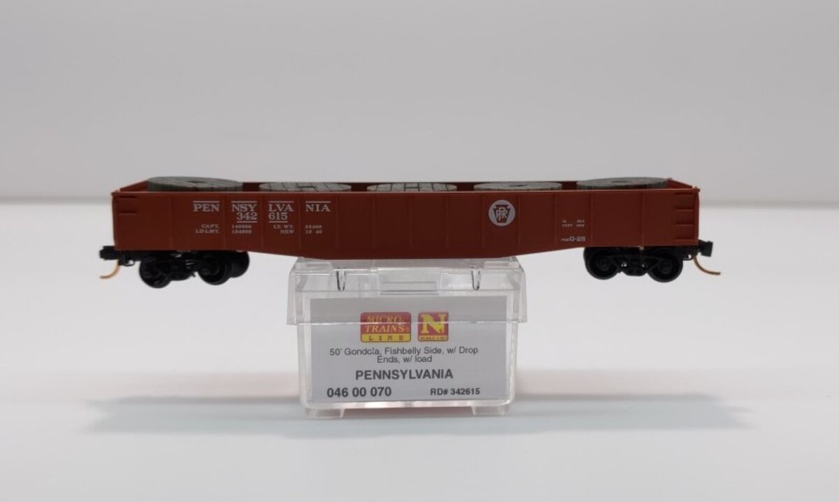Micro-Trains 04600070 N Scale PRR 50' Fishbelly Side Gondola w/Drop Ends #342615