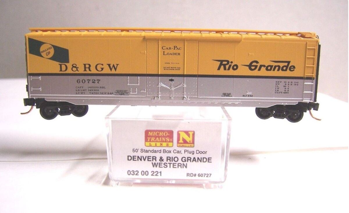 Micro-Trains 03200221 N D&RGW 50'''' Standard Steel Plug Door Boxcar #60727