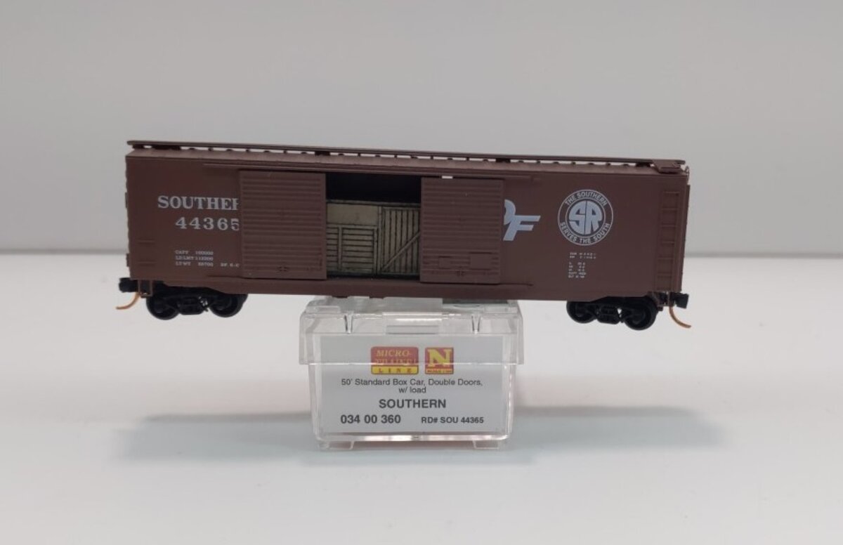 Micro-Trains 03400360 N Southern 50' Standard Double Door Boxcar w/ Load #44365