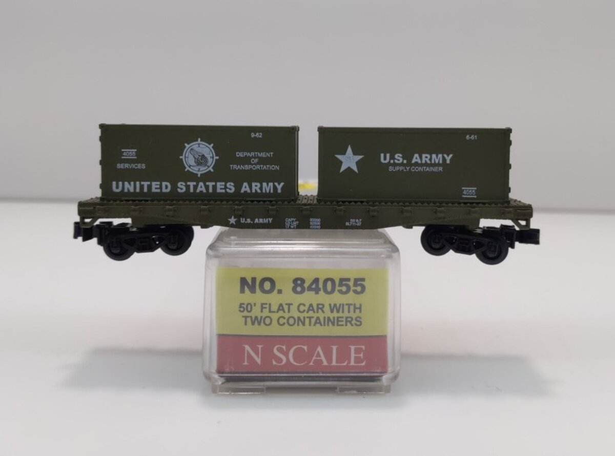 Model Power 84055 N U.S. Army 50' Flat Car with Container