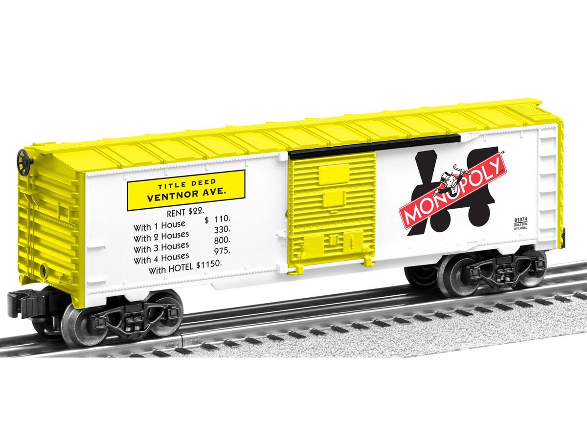 Lionel 6-81073 O Gauge Monopoly Ventor & Indiana Ave. Boxcar (Set of 2)
