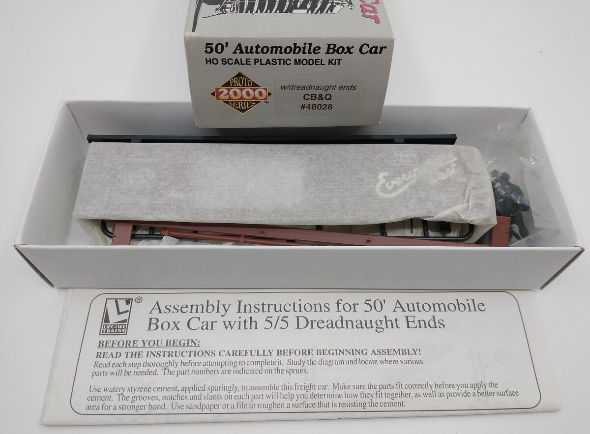 Proto 2000 48028 HO CB&Q 50' Automobile Boxcar W/Dreadnaught Ends Kit