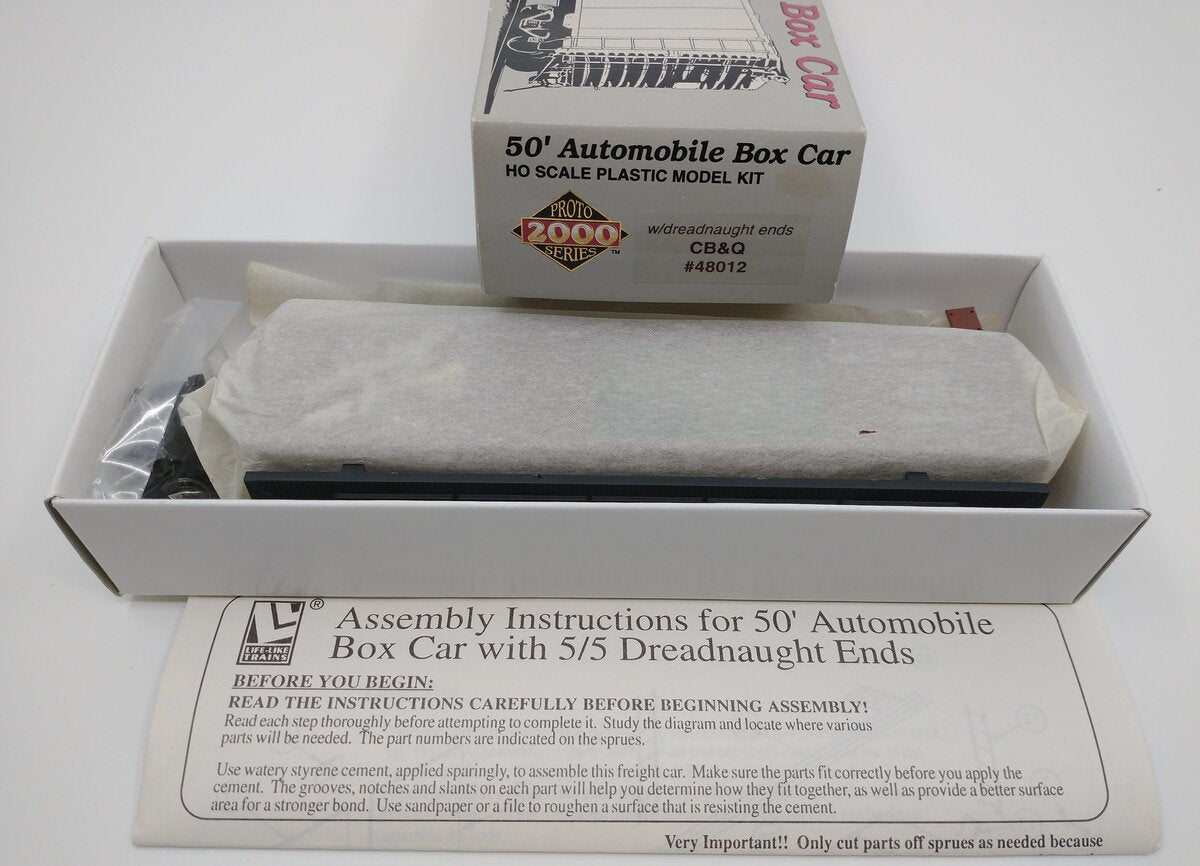 Proto 2000 48012 HO CB&Q 50' Automobile Boxcar W/Dreadnaught Ends # 48012 Kit