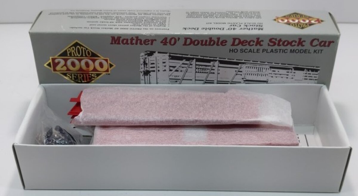 Proto 2000 21381 HO Scale CB&Q Mather 40' Double Deck Stock Car # 50076 Kit