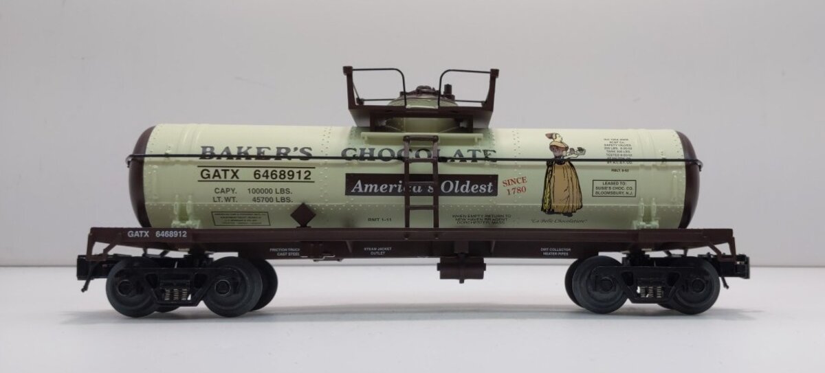 RMT 9689912A O Gauge Baker's Chocolate Tank Car #6468912