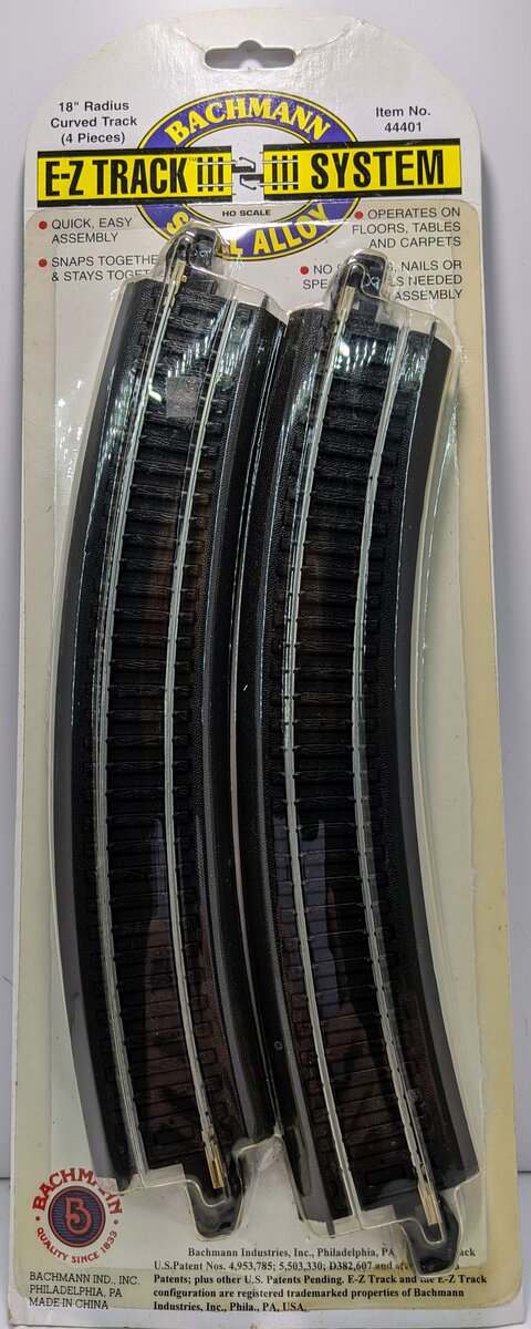 Bachmann 44401 HO Steel Alloy 18" Radius Curved E-Z Track Section (Pack of 4)