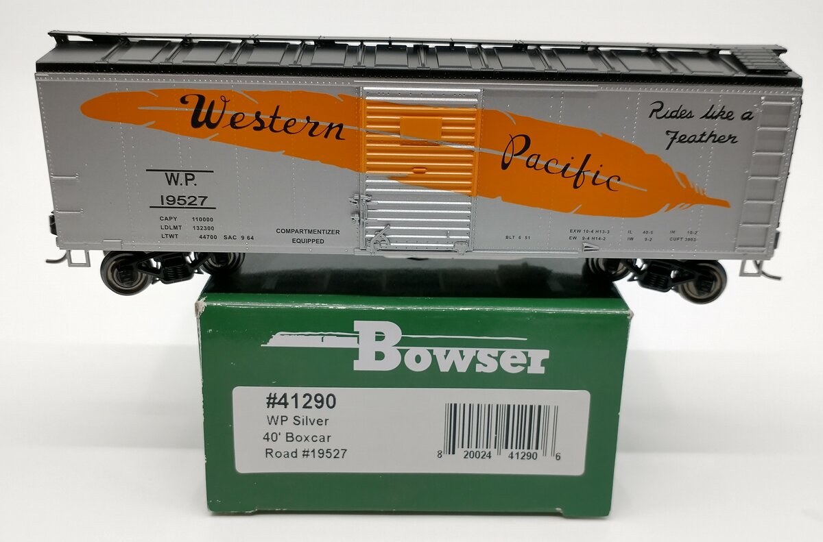 Bowser 41290 HO Western Pacific Silver 40' Boxcar #19527