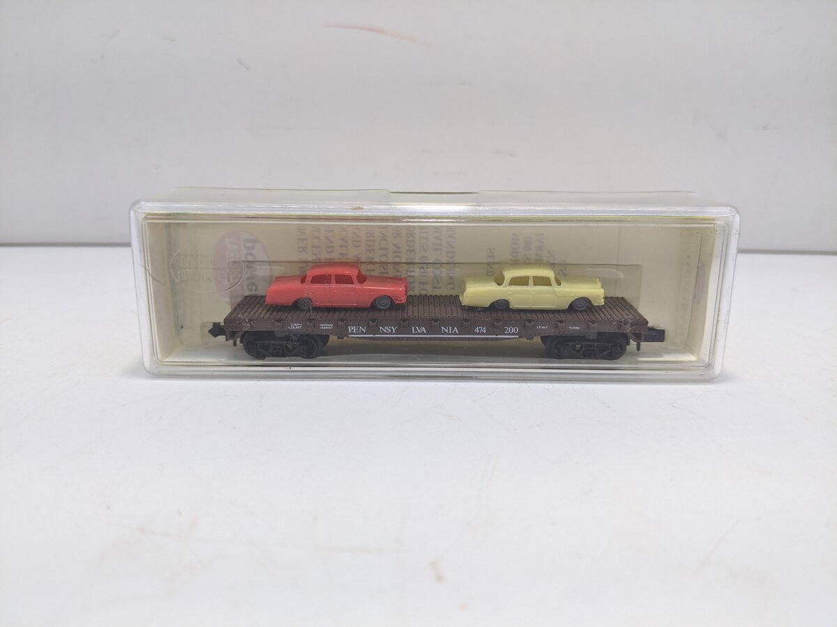 Model Power 4011 N Scale PRR Flat Car w/ Autos