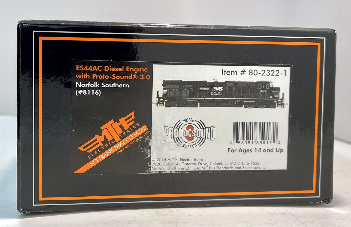 MTH 80-2322-1 HO Norfolk Southern GE ES44AC w/Proto-Sound 3.0 & DCC #8116
