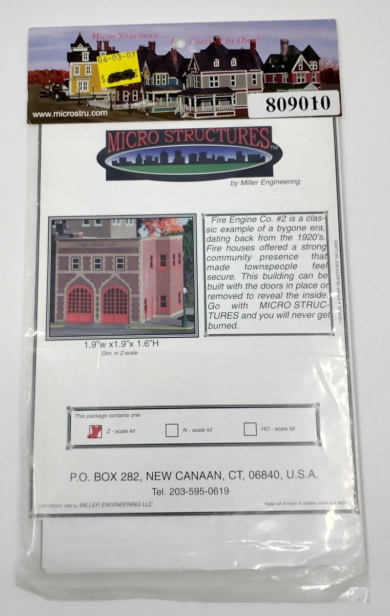 Micro Structures 809010 Z Fire Engine Co. #2 Building Kit